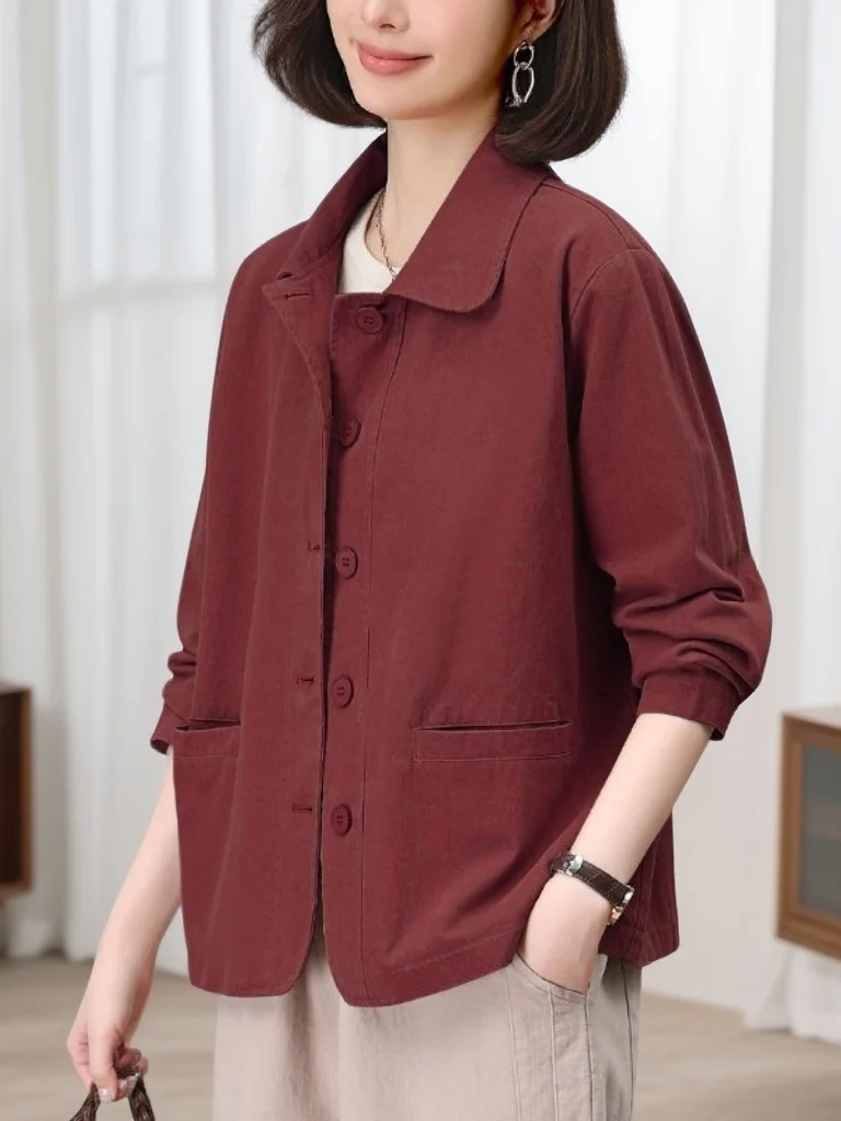 Fashionable Casual Women's Spring Autumn Jacket Loose Fit Stylish Trendy Versatile Lightweight Long Sleeve Short Coat