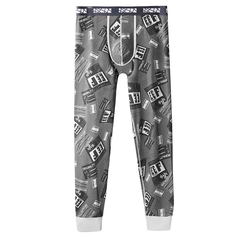 Men's long Johns one-piece thin tight-fitting underpants line pants thermal pants slim cotton wool pants autumn and winter leggi