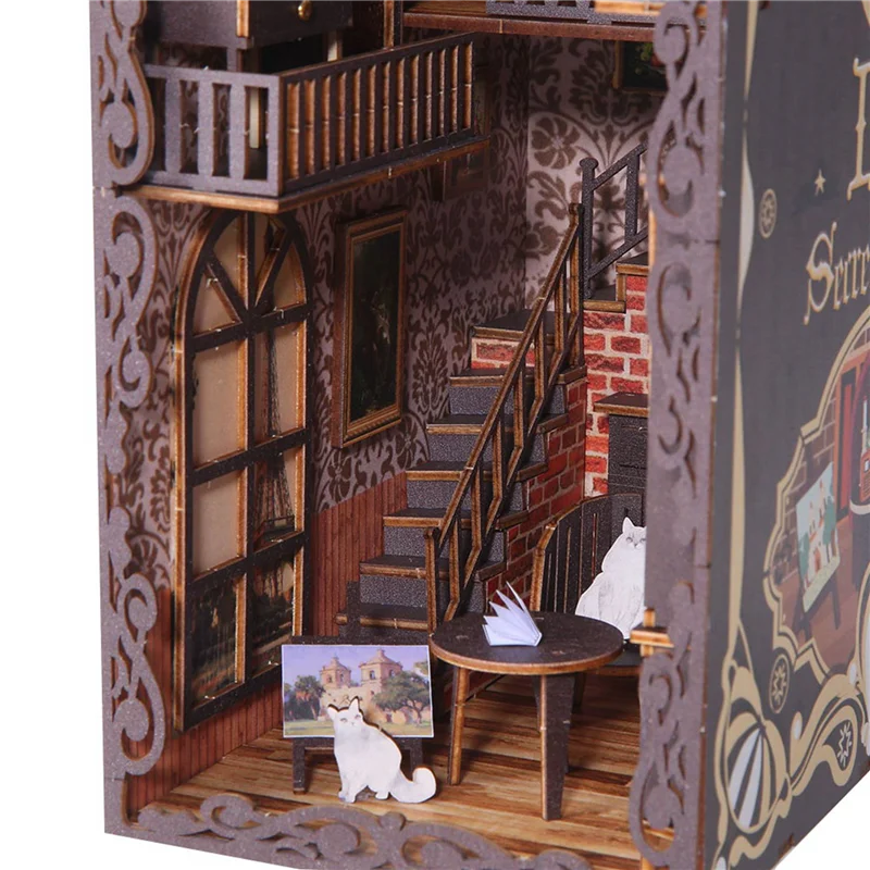 

WOWFU-DIY Book Nook Kit, DIY Basement Bookshelf Insert Decor Alley, With Lights 3D Wooden Puzzle Decorative For Kids/Adults