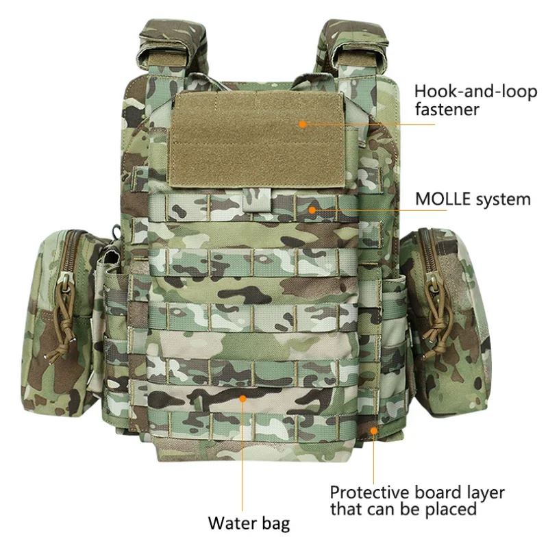 Gilet tattico con buste per piastre, armatura da caccia, gilet da allenamento regolabili, fodera in rete 3D traspirante