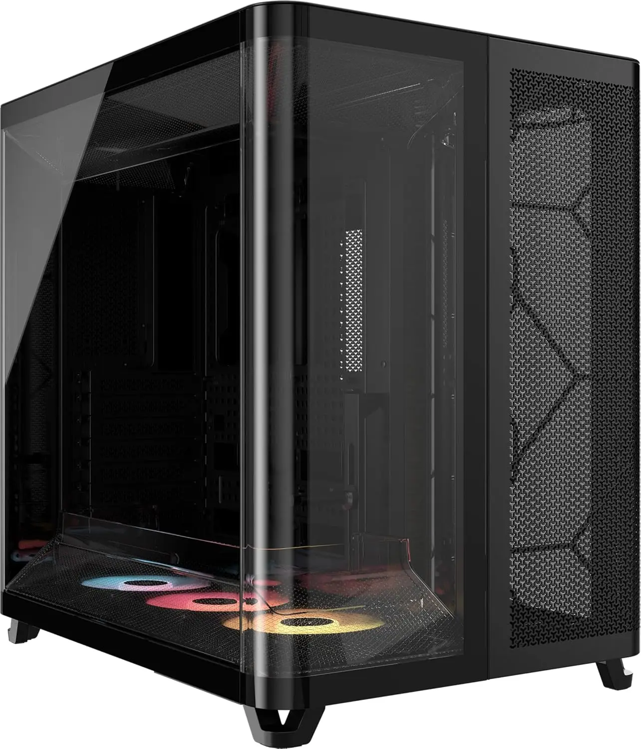Mid-Tower PC Case with 3 Pre-Installed ARGB Fans, Low-Noise Design, Reverse Motherboard Support - Black