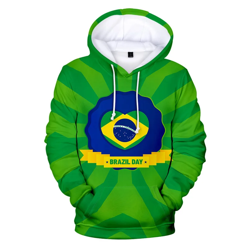 Fashion Brazil Independence Day 3D Printed Hoodie Men Women Long Sleeves Sweatshirt Street Casual Sports Pullovers Tops Clothes