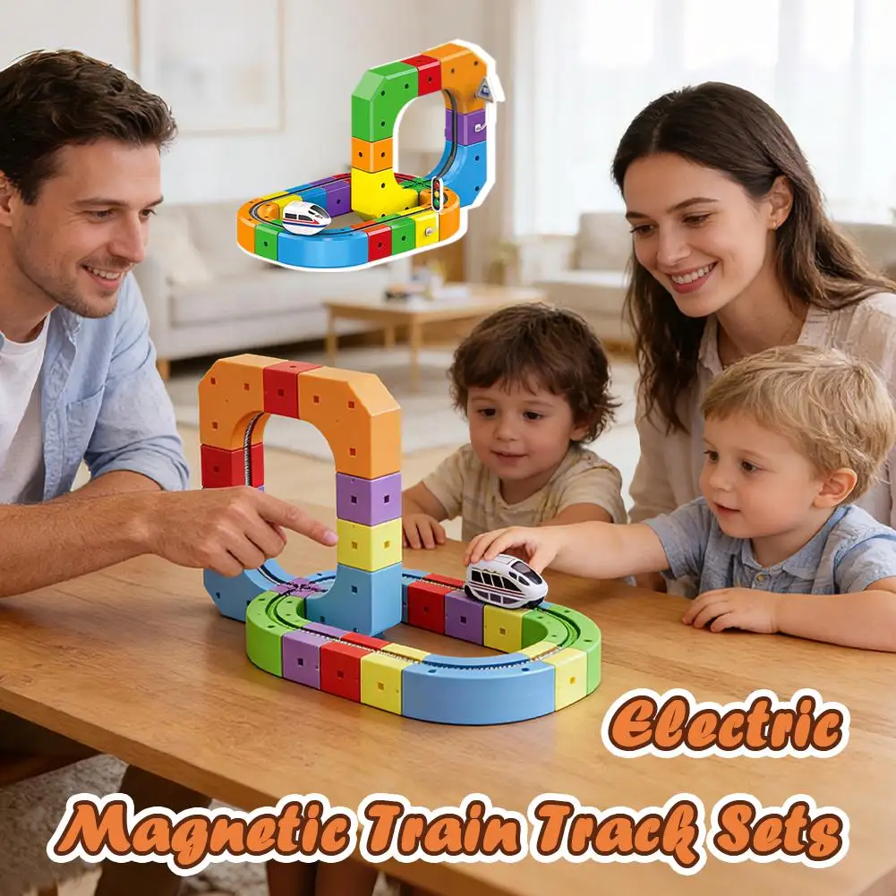 Nieuwste Magische Spoor Trein Kubus Elektrisch Gemonteerd Magnetische Rail Bouwstenen Accessoires Educatief Speelgoed Kinderen Verjaardagscadeautjes
