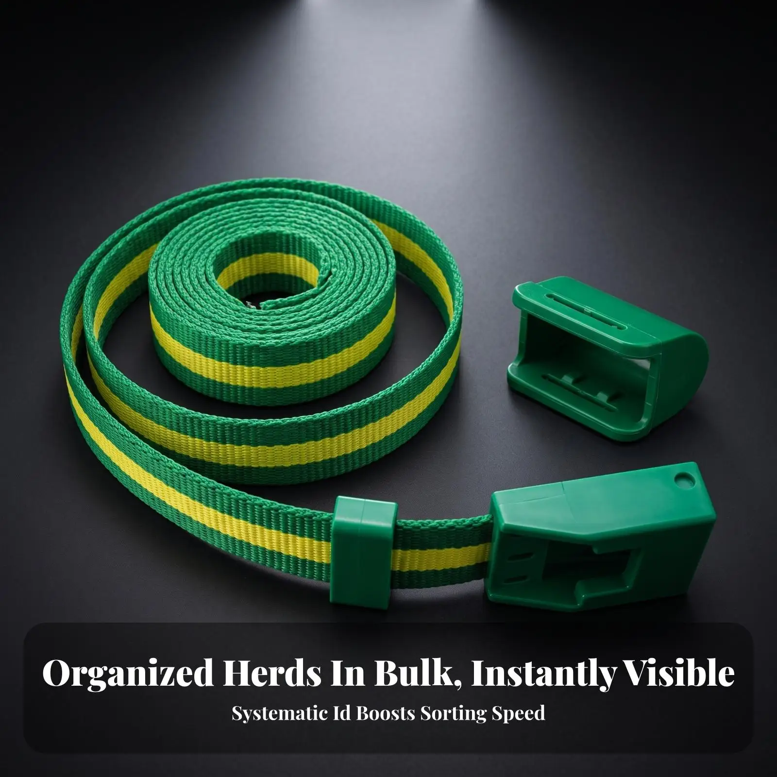Heavy Duty Cattle Neck Strap for Livestock Management with Buckle Connector and Matching End for Easy Tagging