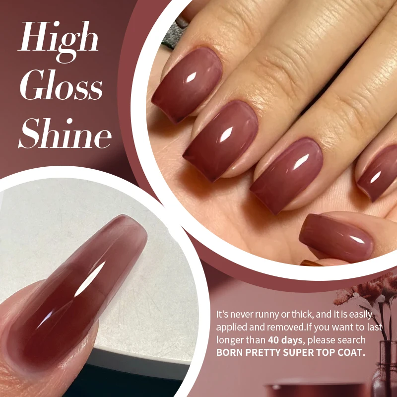 BORN PRETTY 10ml Nude Brown Jelly Nail Gel Polish Autumn Winter Transparent Soak Off UV LED Nail Gel for Nail Art Salon DIY image 3