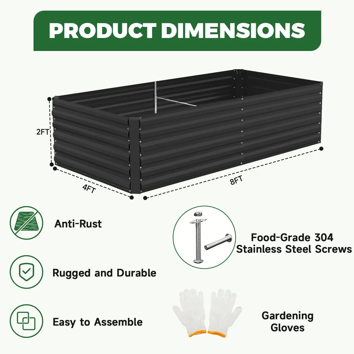 Outdoor Metal Raised Garden Bed Kit, Large Planter Box Gardening Workstation, Backyard Patio Lawn Vegetable Herb Growing Bed, Heavy Duty Deep Soil Planting Container, Modern Farmhouse Style, Silver, Set Of Two