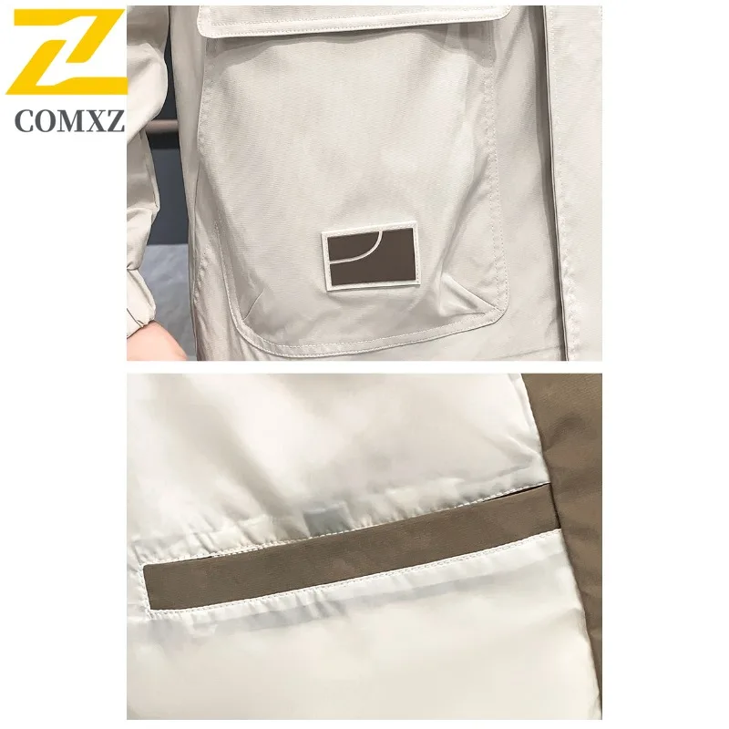 COMXZ رجل جديد ربيع الخريف طارد المياه ارتداء مقاومة الوقوف طوق فضفاضة تناسب سترة للرجال في منتصف العمر الشباب حجم كبير #6