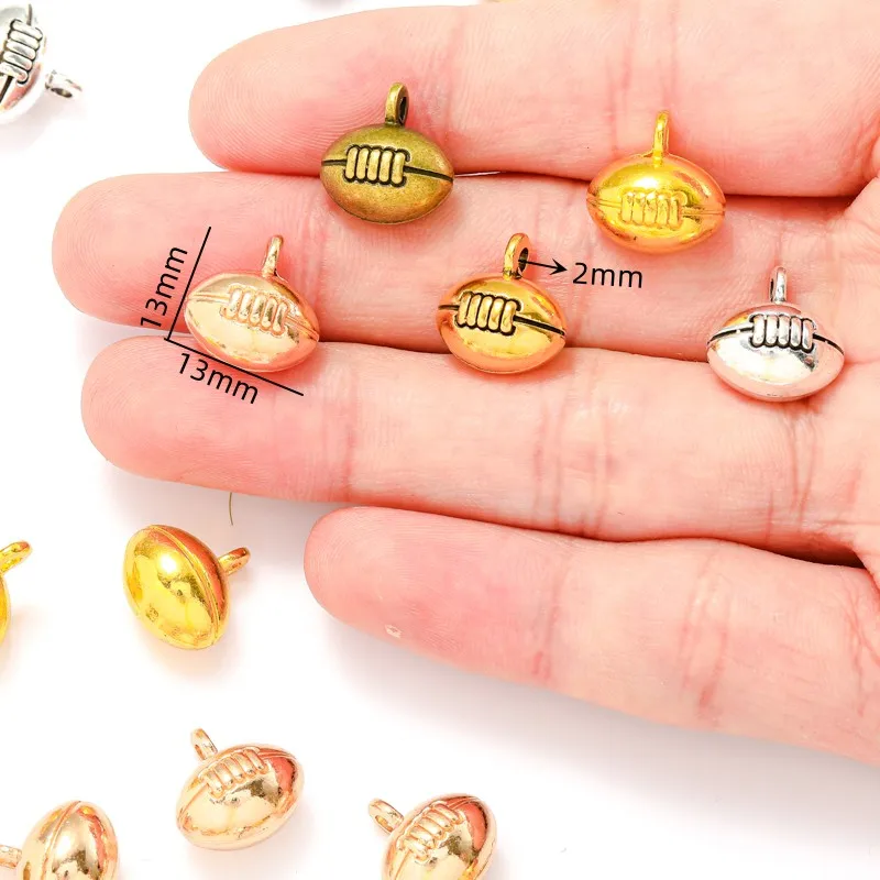 5pcs 5 colors alloy 3D Rugby Charm For Necklace Bracelet necklace Pendant DIY Jewelry Crafts Making Accessories 13*13*10mm J481 image 2