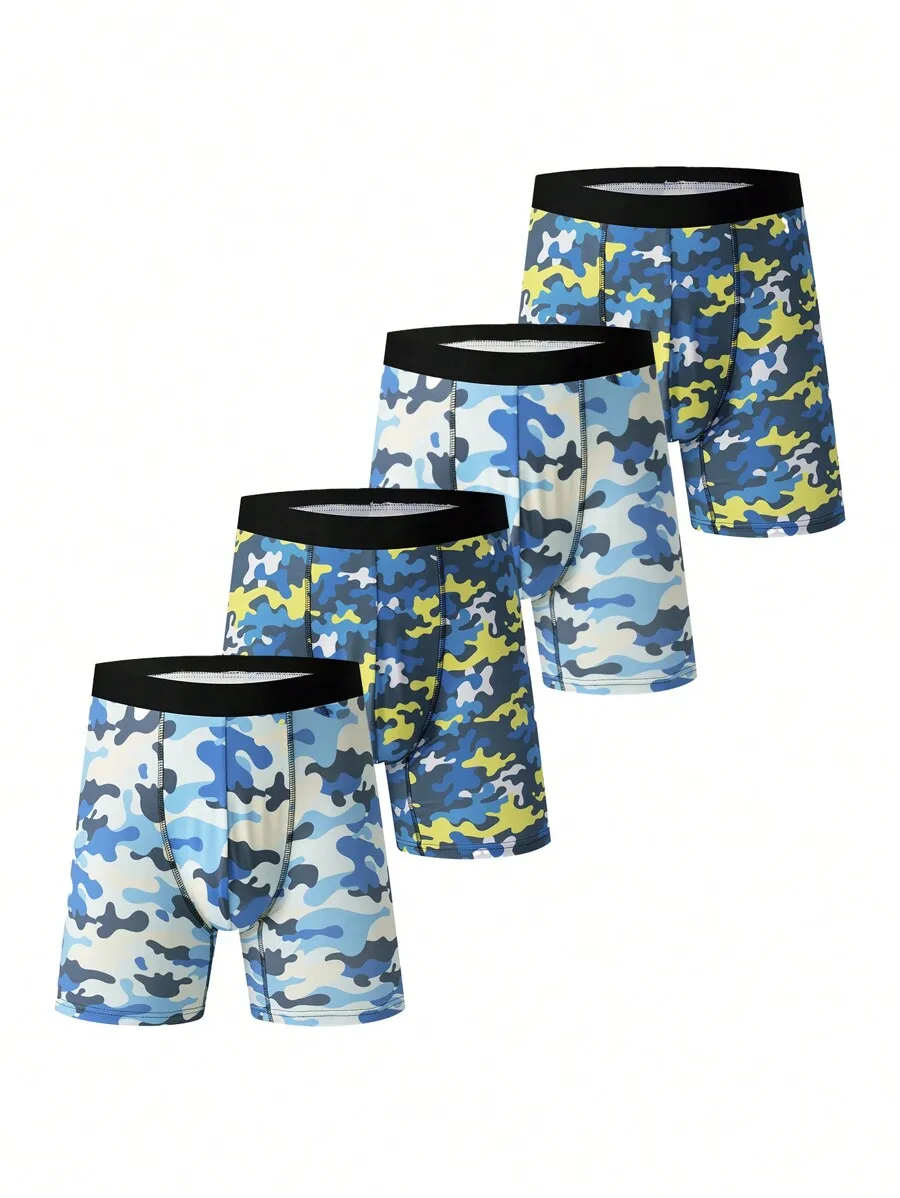 

4 Pcs Mens Camouflage Print Boxer Shorts