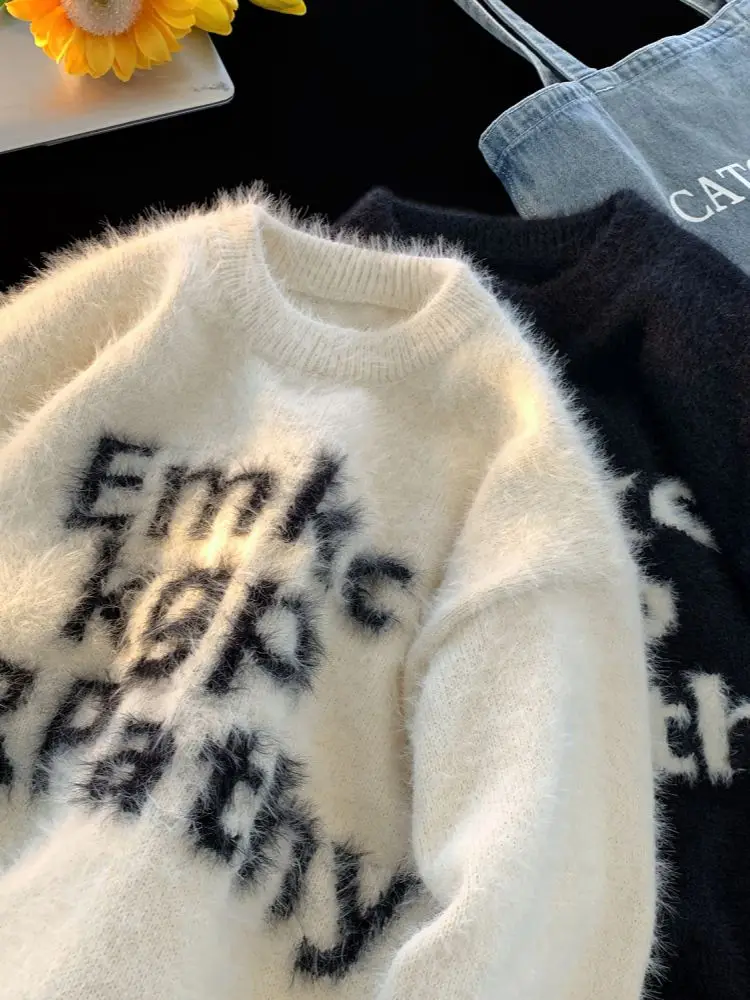 

Soft Pluy Men's Knitted Sweater Autumn Winter Loose Long Sve round Ne Comfortable Casual Faion American Sle Lazy S...