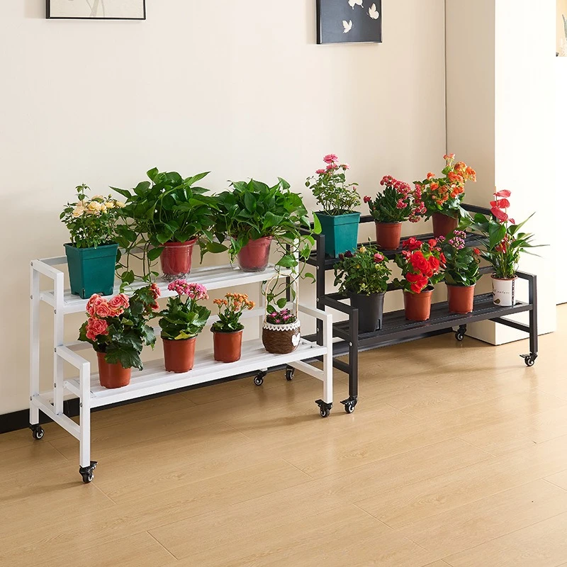 Iron Step Ladder Plant Stand Rolling Wheels Multi Tier Indoor Outdoor Pothos Indoor Plant Rack Flower Stand Plantenplanken