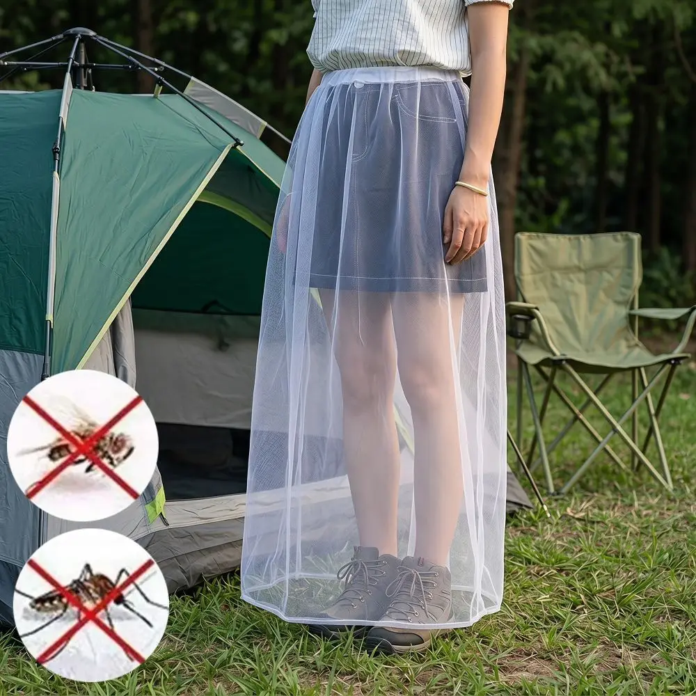 Bee Repellent Women's Net Dress Anti-Bug Net White Women's Half Skirt Portable Mesh Mosquito Repellent Cover Summer Wear