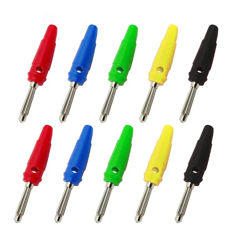 5Pcs 4mm Banana Plug 32A High Current Banana Plugs Copper Solderless Stackable 5-color Terminal Connector for Audio Cable Wire