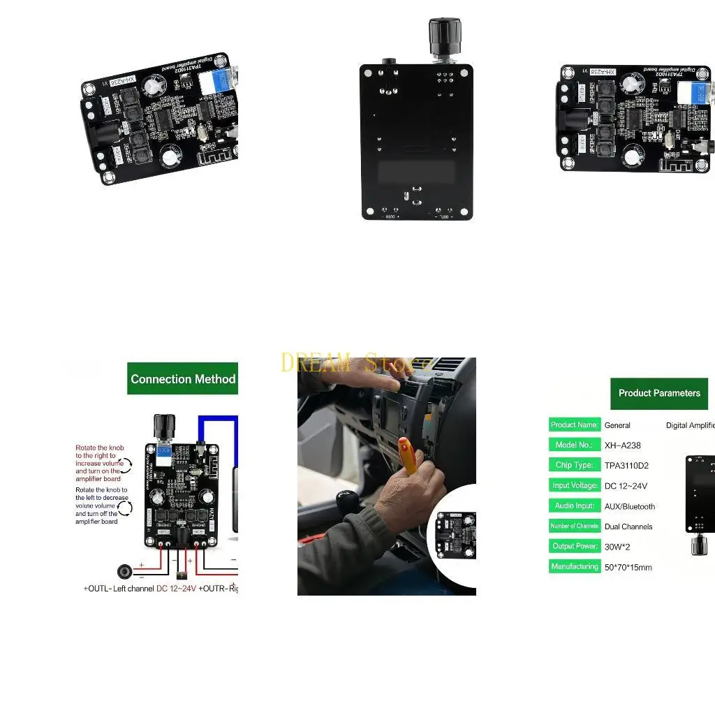 A238 2CH Bluetooth-Compatible Digital Amplifier Board With TPA3110D2 Chip 30Wx2 Output For Home Auditory System Best Sale