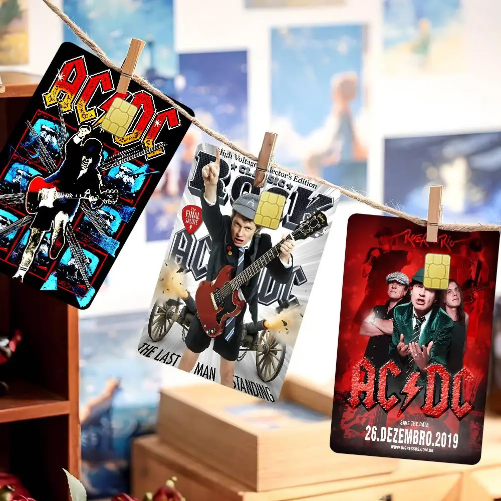 

A-AC D-DC Band Movie Sticky Fashion Matte Gold Silver Black Matte Film Skin Sticker Tape For Bank Credit Debit Card