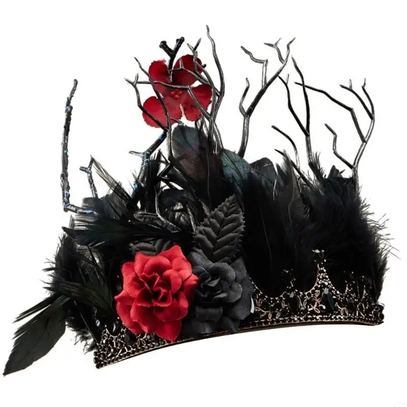 

C71F Vintage Headband Head Accessory Fashion Headwear Headpieces Flower Hair Decoration Hairpieces for Themed Parties