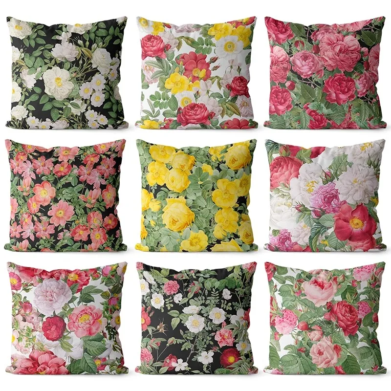 

Rose Plant Flower Pillowcase Dormitory Decoration Office Living Room Sofa Home Pillowcase