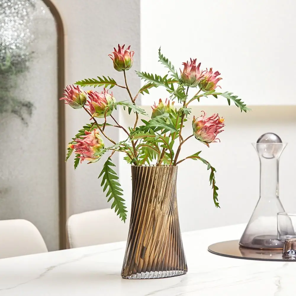 

2 Heads Artificial Emperor Flower Luxury Realistic Protea Cynaroides Branch Handmade 59cm Fake Flowers Birthday Party Decor