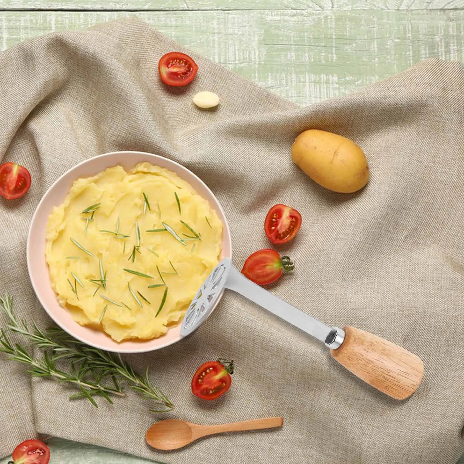 

Outdoor Camping Hand Potato Masher Thickened Stainless Steel Hand Held Mashed Potato Tool Vegetable Food Smasher