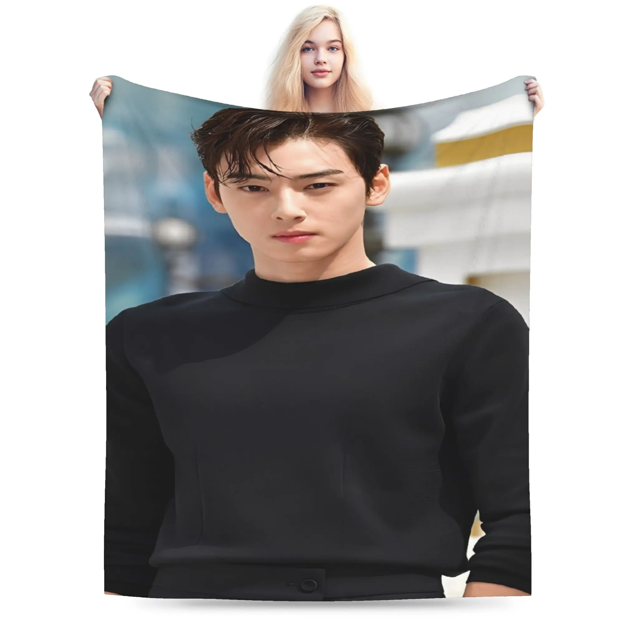 Comfort CHA EUN WOO kpop ASTRO idol Blanket Merch Sofa Decorative  Throw Blankets Warm Coral Fleece Plush for Office