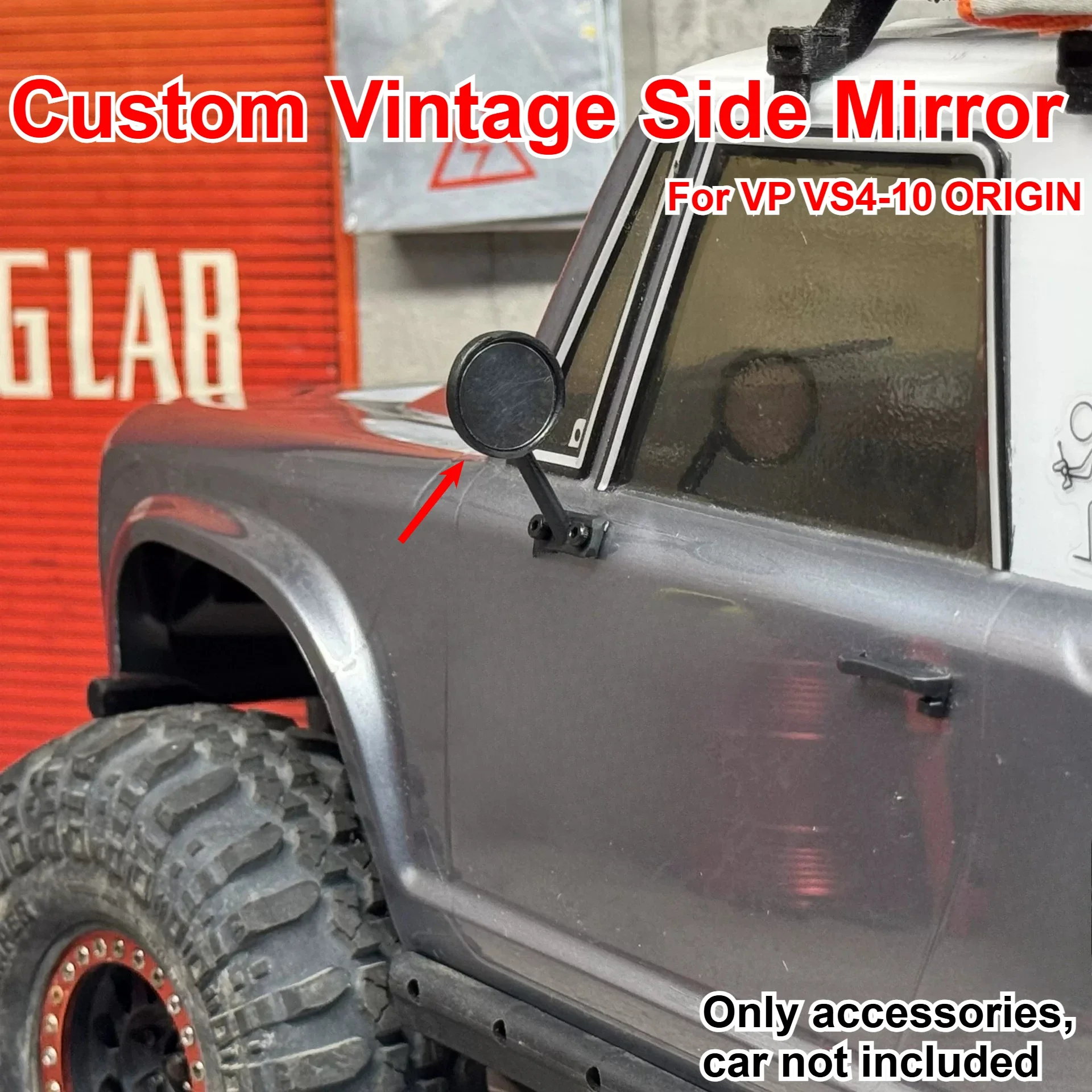 1/10 RC Off Road Crawler Silicone Vintage Side Mirror Custom Model Number For VP VS4-10 ORIGIN Decor Styling Upgrade Accessories