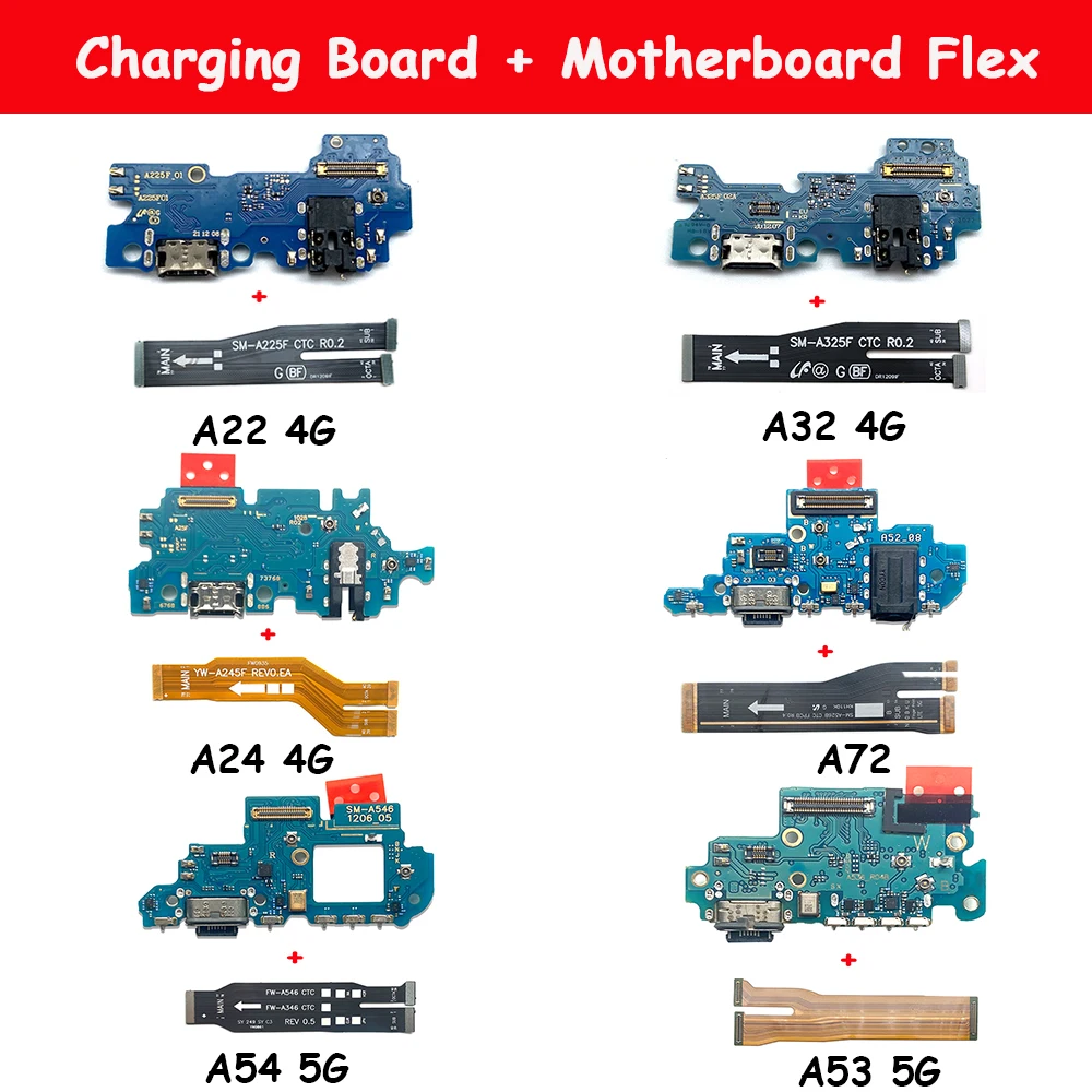 Carte mère principale de charge rapide USB, câble flexible pour Samsung A22, A32, 4G, A24, 4G, A53, A54, 5G, A52, A72, A32, S6, carte de connecteur