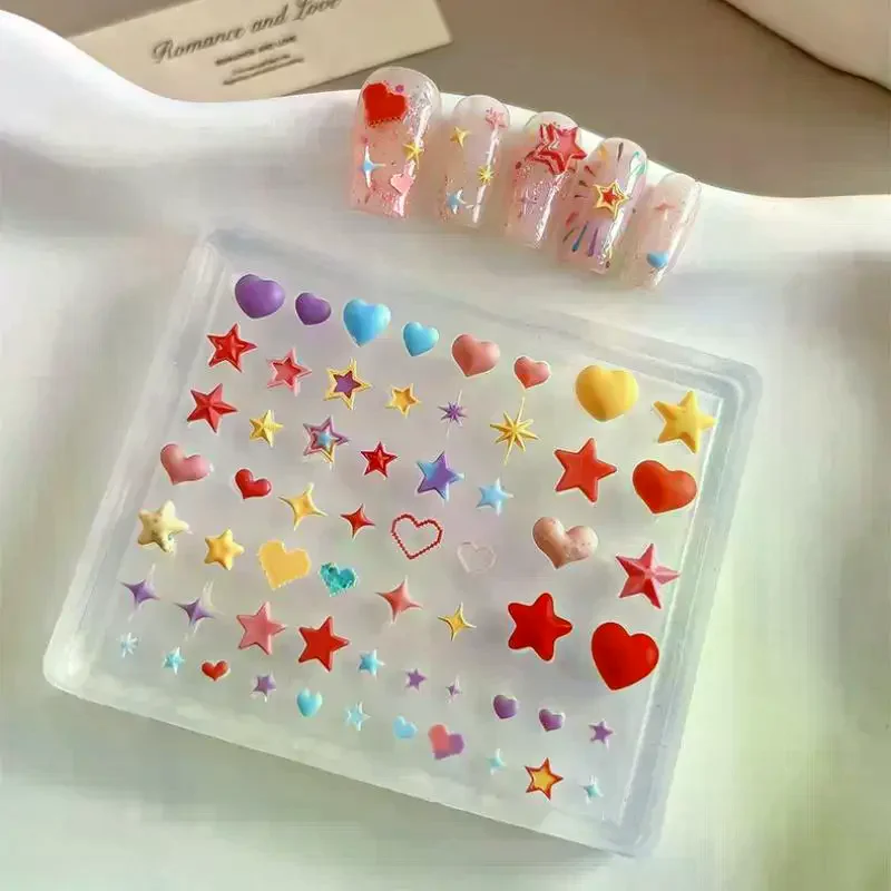 Créativité 3D coeur étoile pentagramme Silicone moule à ongles bricolage Nail Art décoration Transparent manucure modèle pour breloque des ongles