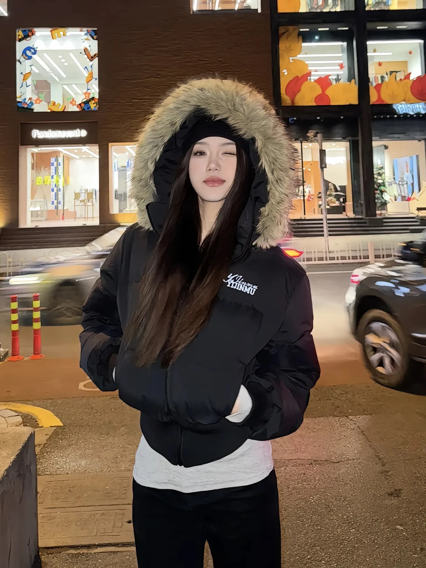 Abrigo de algodón acolchado ort Puffer Jaet para mujer, cuello de piel, cintura acanalada, adelgazante, prendas de vestir exteriores de invierno, viaje coreano Sle