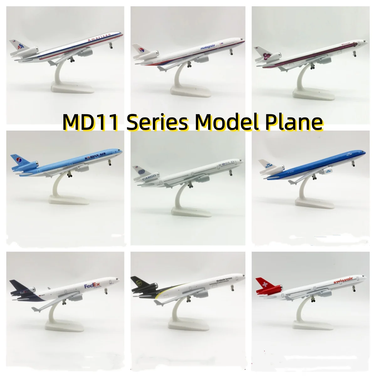 

20cm MD11 Series Aircraft Model Gift Mcdonnell Douglas Airlines Md-11 Diecast Jet Airplane Model Toys Collectible Plane Toy Gift