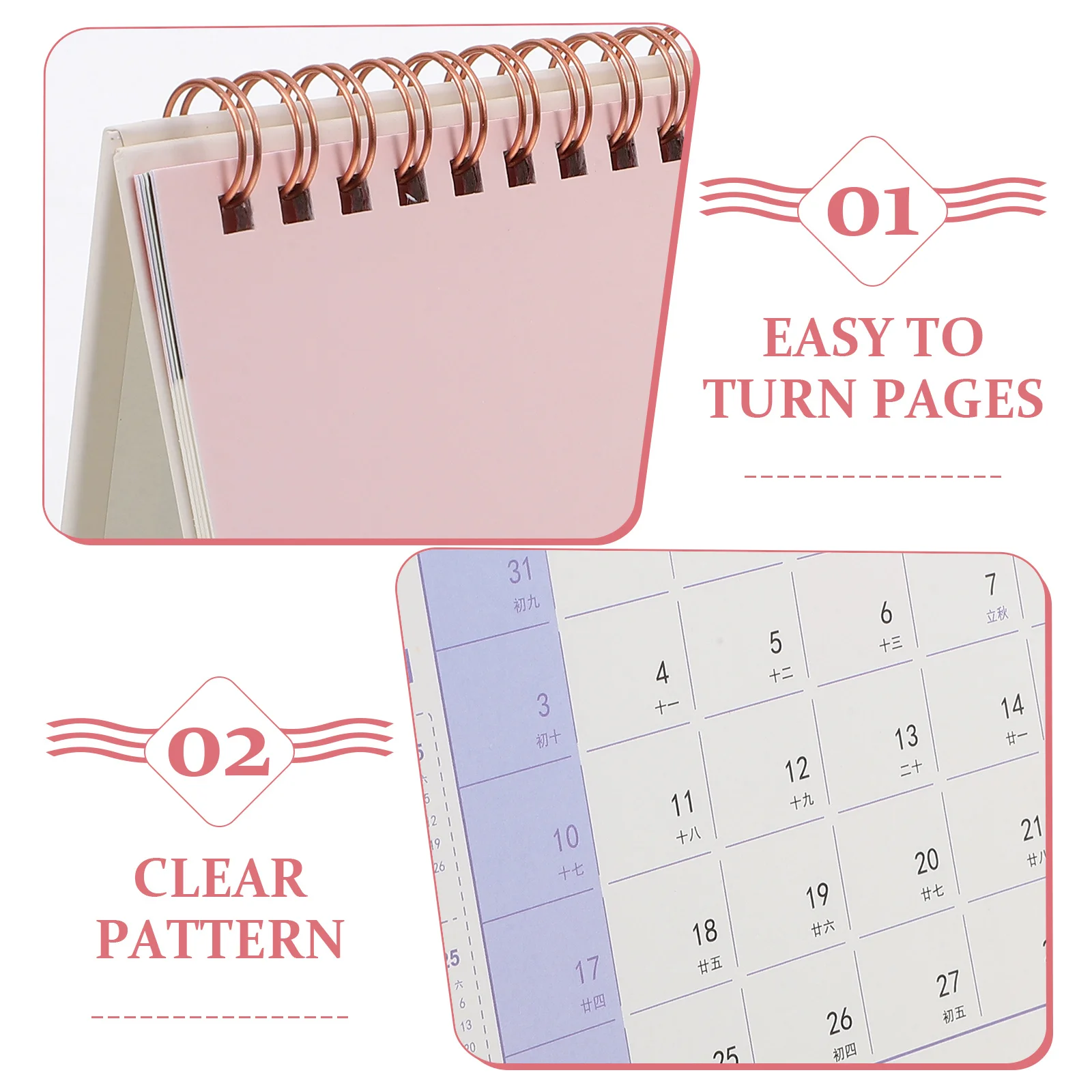 

Gold Foil Desk Calendar Minimalist Tabletop Month Calendar For Office Home Decor Thick Paper Sturdy Binding Daily Use