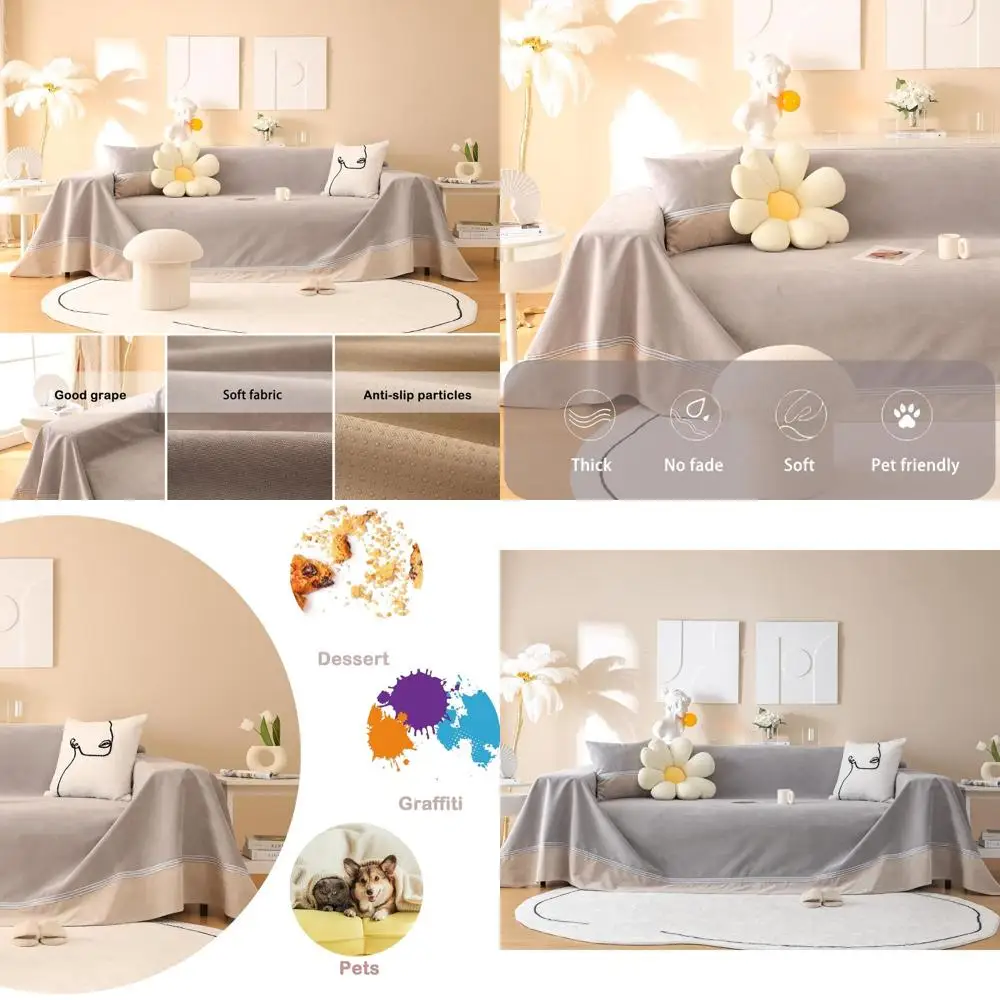 

Приятный для домашних животных водонепроницаемый чехол для дивана, светло-серый для 2-3 секций подушек, XL 79 x 118, прочный и моющийся