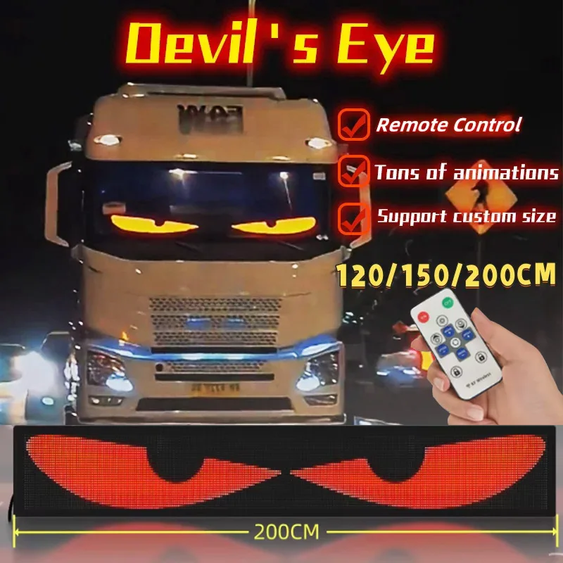 

Soft Foldable Devil's Eye LED Truck Sign Remote Control Scrolling Display Light Matrix Pixel Panel Lighting Car Truck Windshield