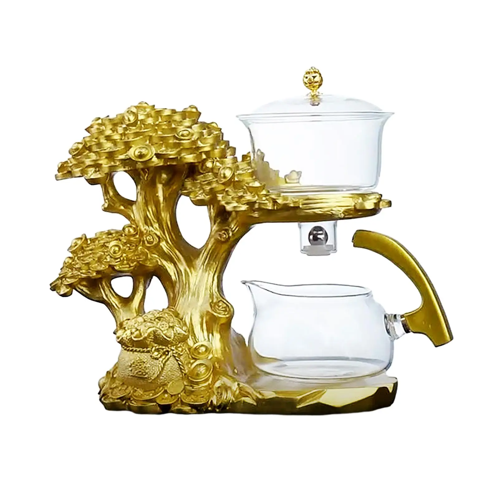 

Automatic Kung Fu Tea Set Drip Rotating Heat Resistant Money Tree Tea Kettle for