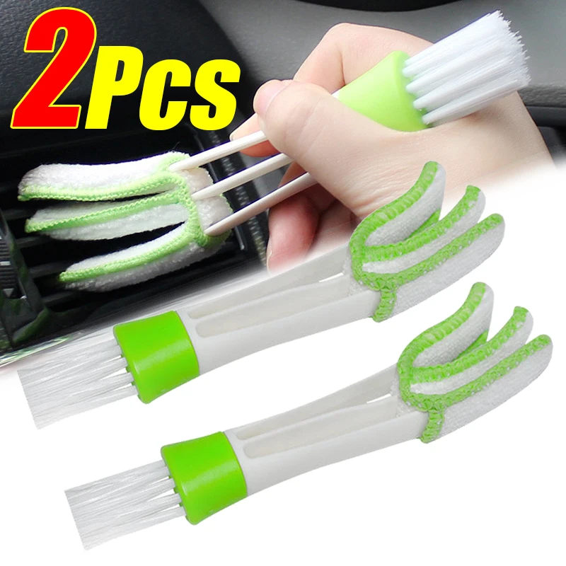 

Car Cleaning Brush Auto Interior Air Conditioning Outlet Dust Remover Green Car Crevice Cleaning Brush Car Detailing Tool 1/2Pcs