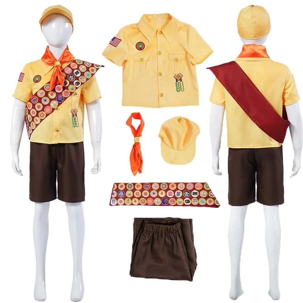 

Anime Film Up Russell Cosplay Costume Children Adults Family Uniform Hats Accessory Role-play Party Halloween Cosplay Suit