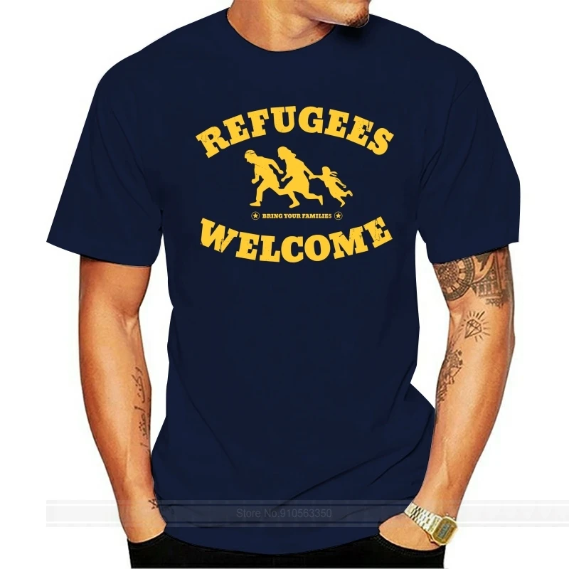 Refugees Welcome Shirt NEU FOTL   Fairtrade Antifa Punk Kein Mensch ist illegal male brand teeshirt men summer cotton t shirt