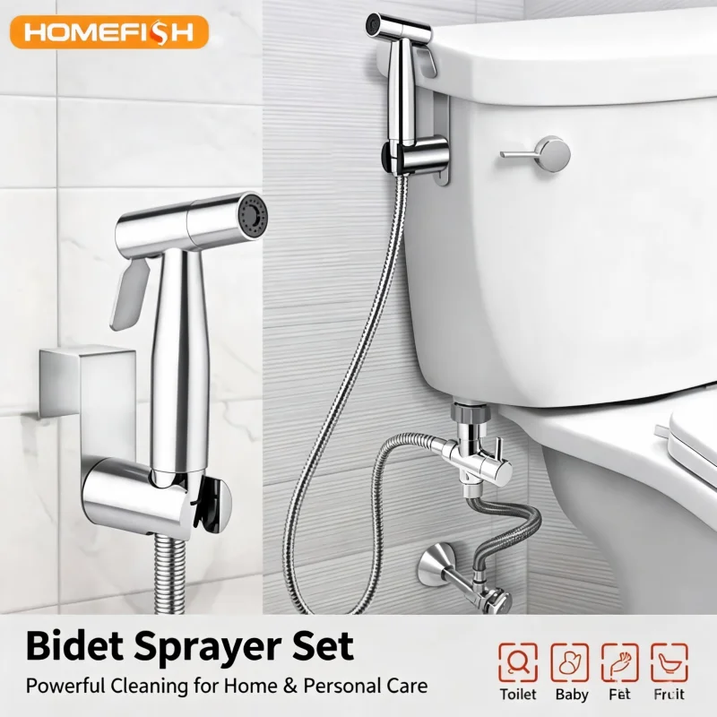 Premium Stainless Steel Bidet Sprayer, Auto-Clean Toilet Spray Head, Ergonomic Handheld Shattaf, Multi-use Bathroom Hygiene Wash