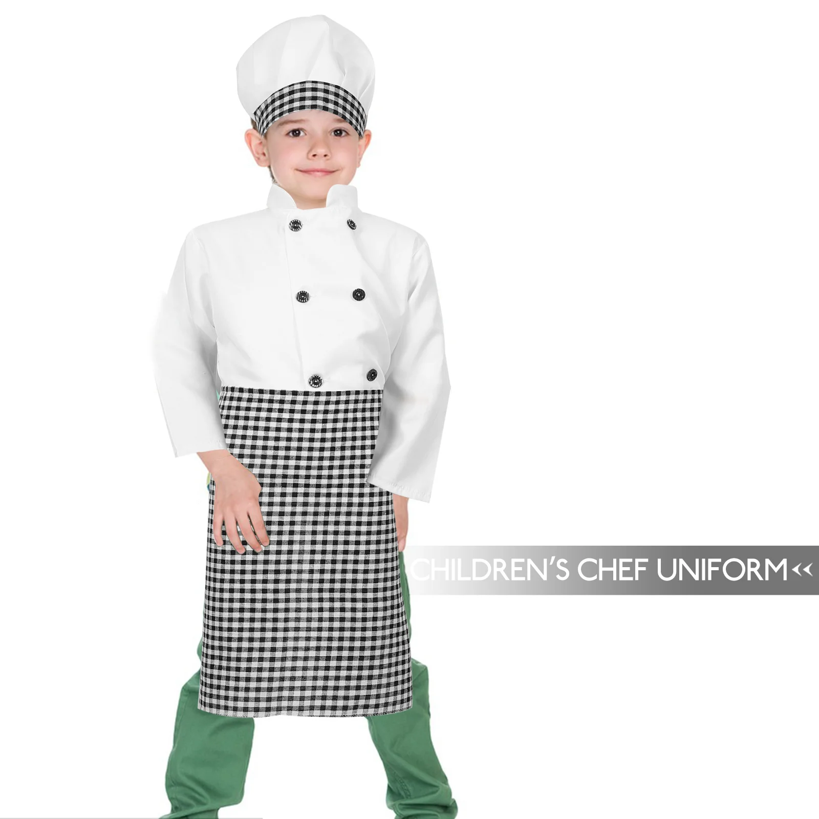 1 set Kids Chef Costume Set Children Cooking Uniform Toddler Baker Outfit Party Role Play Clothes Festive Holiday Supplies view 5