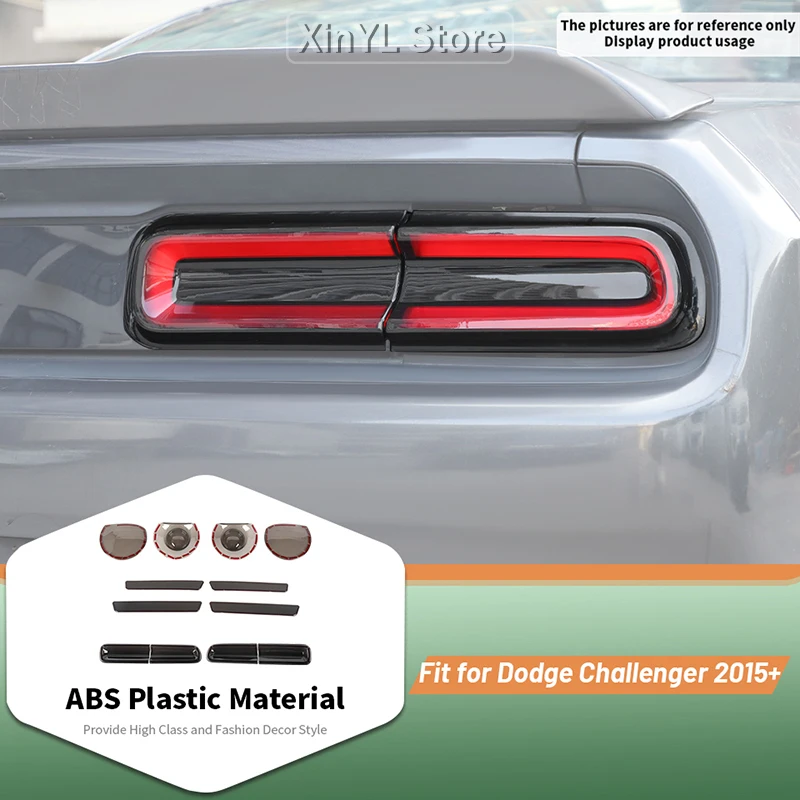 Car Headlight Fender Light Tail Light Trim Cover For Dodge Challenger 2015 Up Smoke Black Auto Exterior Accessories