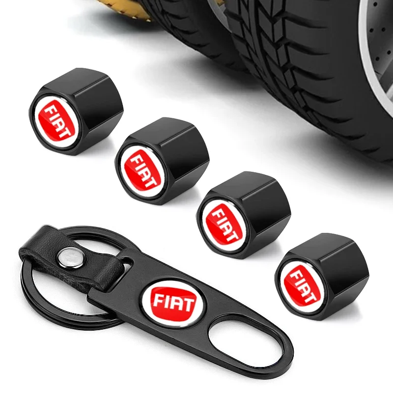 Auto Rad Reifen Ventilsysteme Kappe mit Schlüsselanhänger Schlüsselanhänger Abzeichen für Fiat 500 Punto 124 125 Bravo Stilo Panda Abarth Tipo Viaggio GT