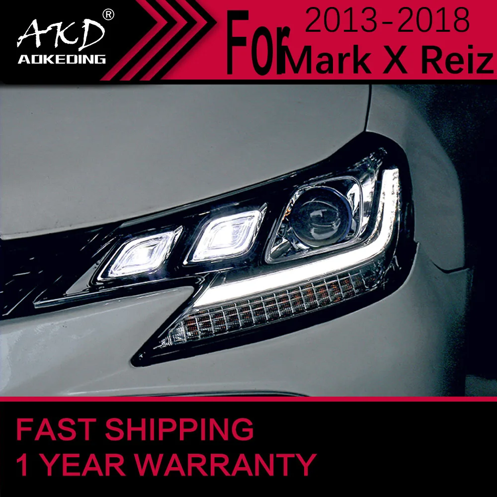 أضواء السيارة لتويوتا مارك X Reiz LED المصباح 2013-2018 Reiz رئيس مصباح Drl العارض عدسة اكسسوارات السيارات #4