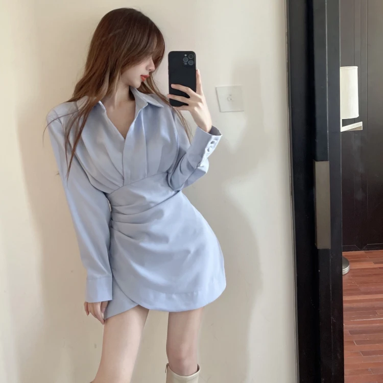 Plus size estilo coreano csa vestido manga longa bainha assimétrica e moda outono inverno nova chegada vestido femi...