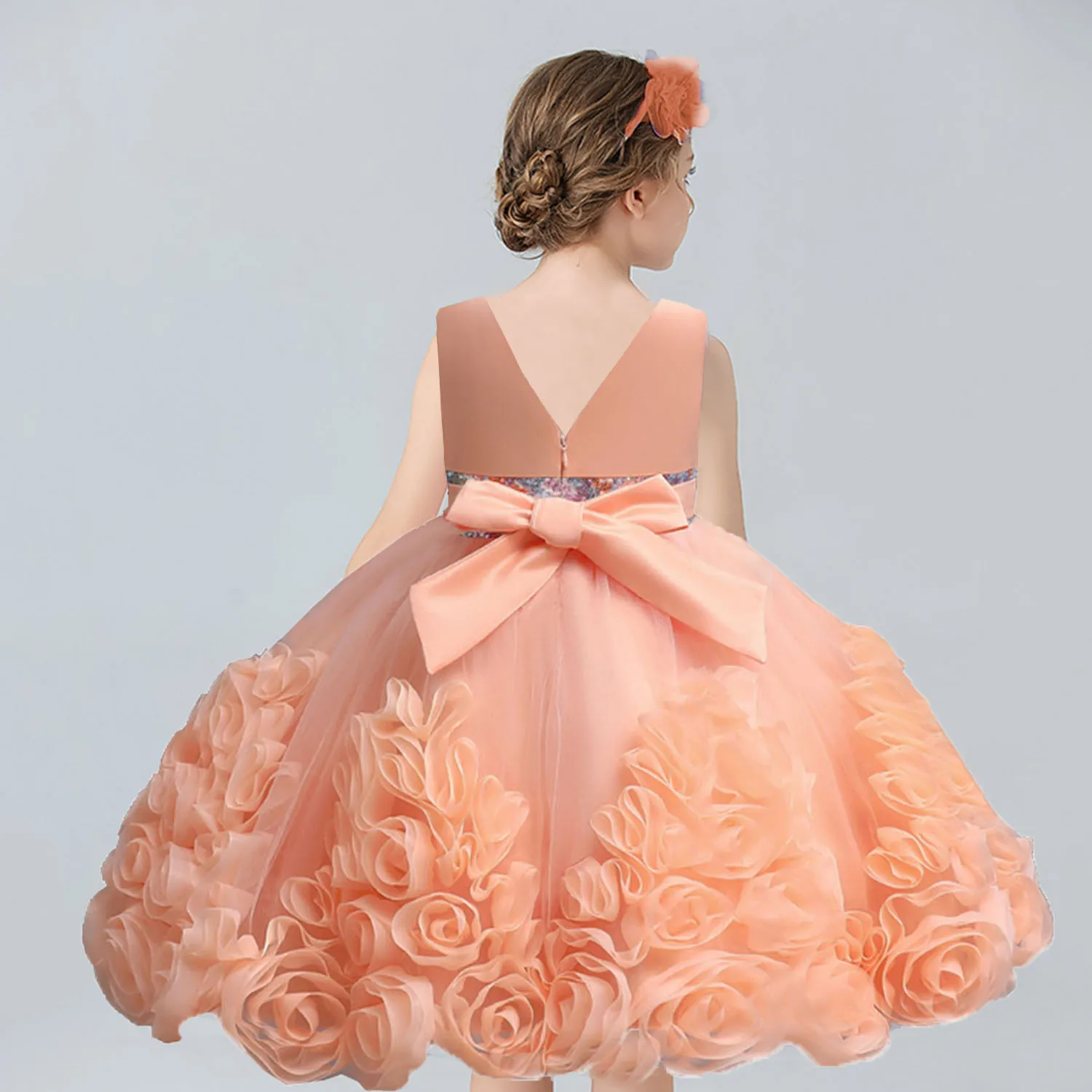 AmyStylish-Little Big Girls Dress, 2-10 Anos, Grande Flor, Menina, Aniversário, Concurso, Festa, Feriado