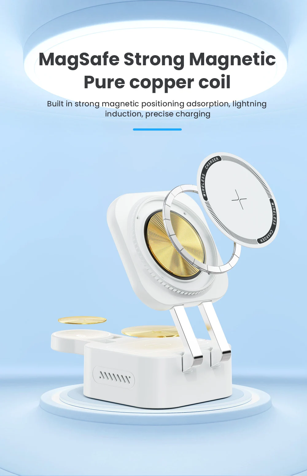 3-in-1 Magnetischer Faltbarer Reise-Schnell-Ladeständer für Magsafe iPhone 16 15 14 13 12 Pro Apple Watch 2-9 SE Airpods Pro – Detail 6