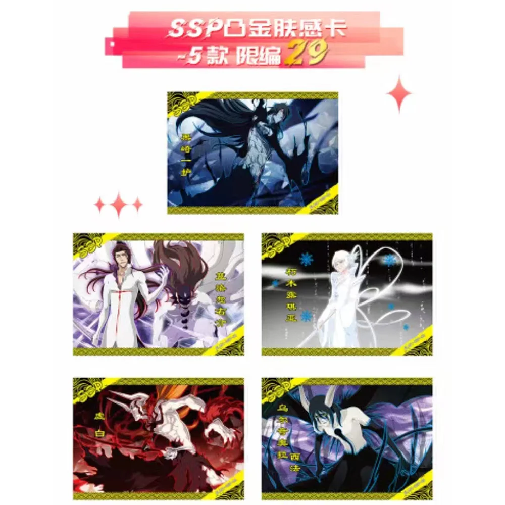 Anime japonês Bleach Card Collection, Conjunto completo, Cartões Originais, Personagens, Limitado, Raro, EX Flash Card, Cartão de Jogos, Atacado