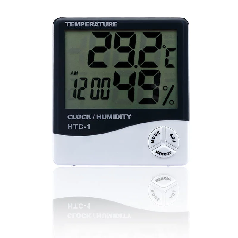 LCD Digital Thermometer Hygrometer Temperature Humidity Tester Weather Station Clock For Eyelash Extension Makeup Beauty Salon