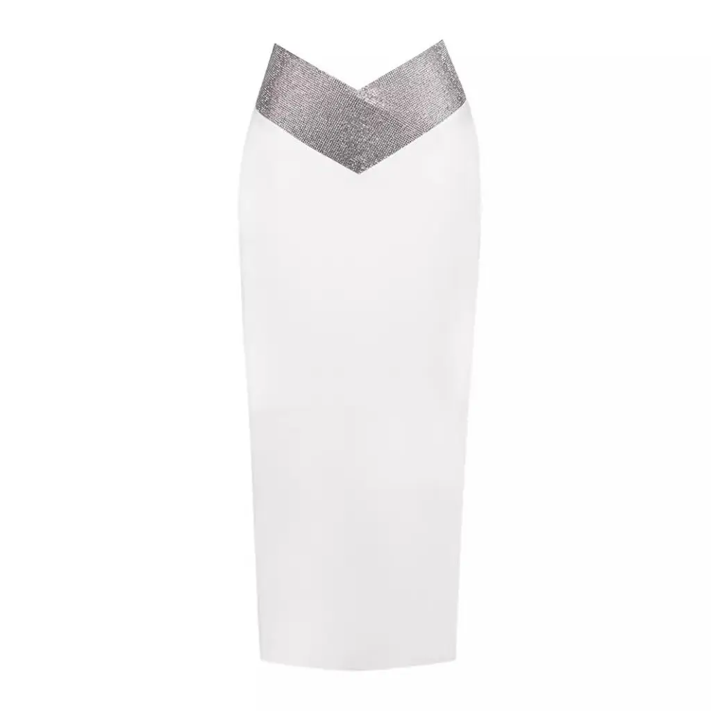 

Bandage Skirt High Waist Elastic Shiny One-step Mid-Length Hip Party European And American Fashion