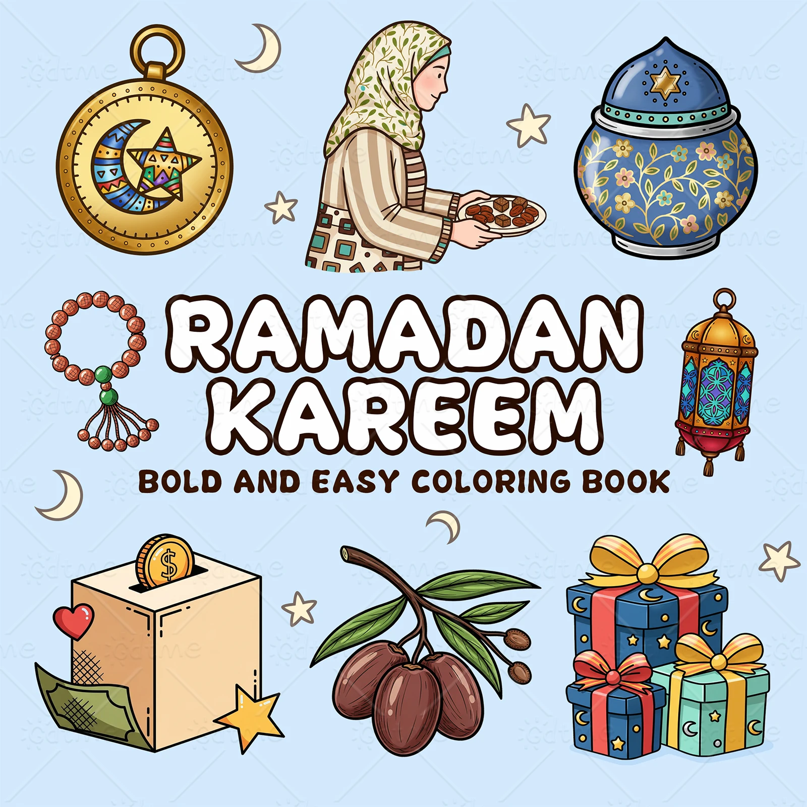 

Раскраска «Рамадан Карим» для взрослых: простые узоры для расслабления, развивающие книги для детей, для рисования и творчества ﻿