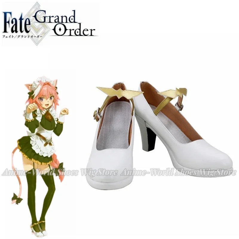 

FGO Fate Grand Order Astolfo White Shoes Cosplay High Heel Boots Custom Made Any Size