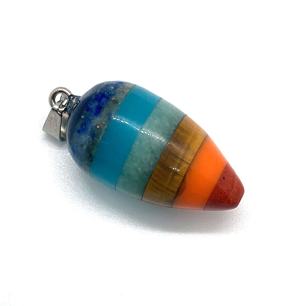 Natural Stone Seven Chakra Semi-precious Stone Pendant for DIY Fashion Jewelry Making Bracelet and Necklace Size 10x47mm,15x47mm image 6